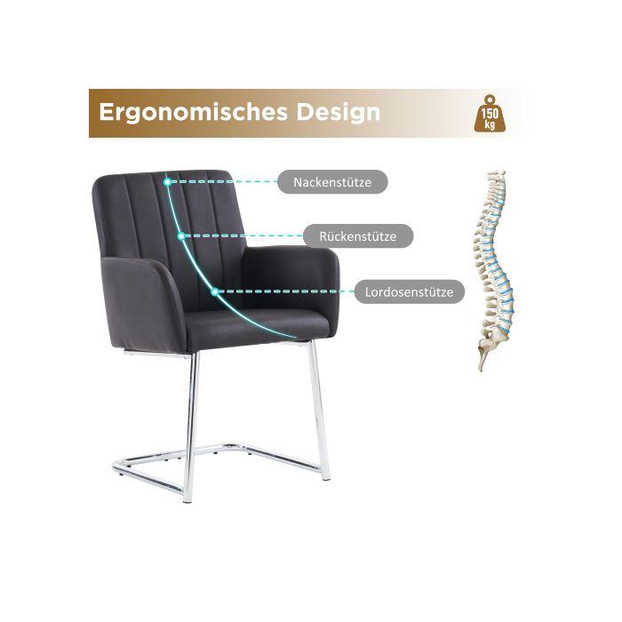 Chaises de salle à manger - MUVOE - Ensemble de 2 - Cuir noir - Design moderne - Ergonomique
