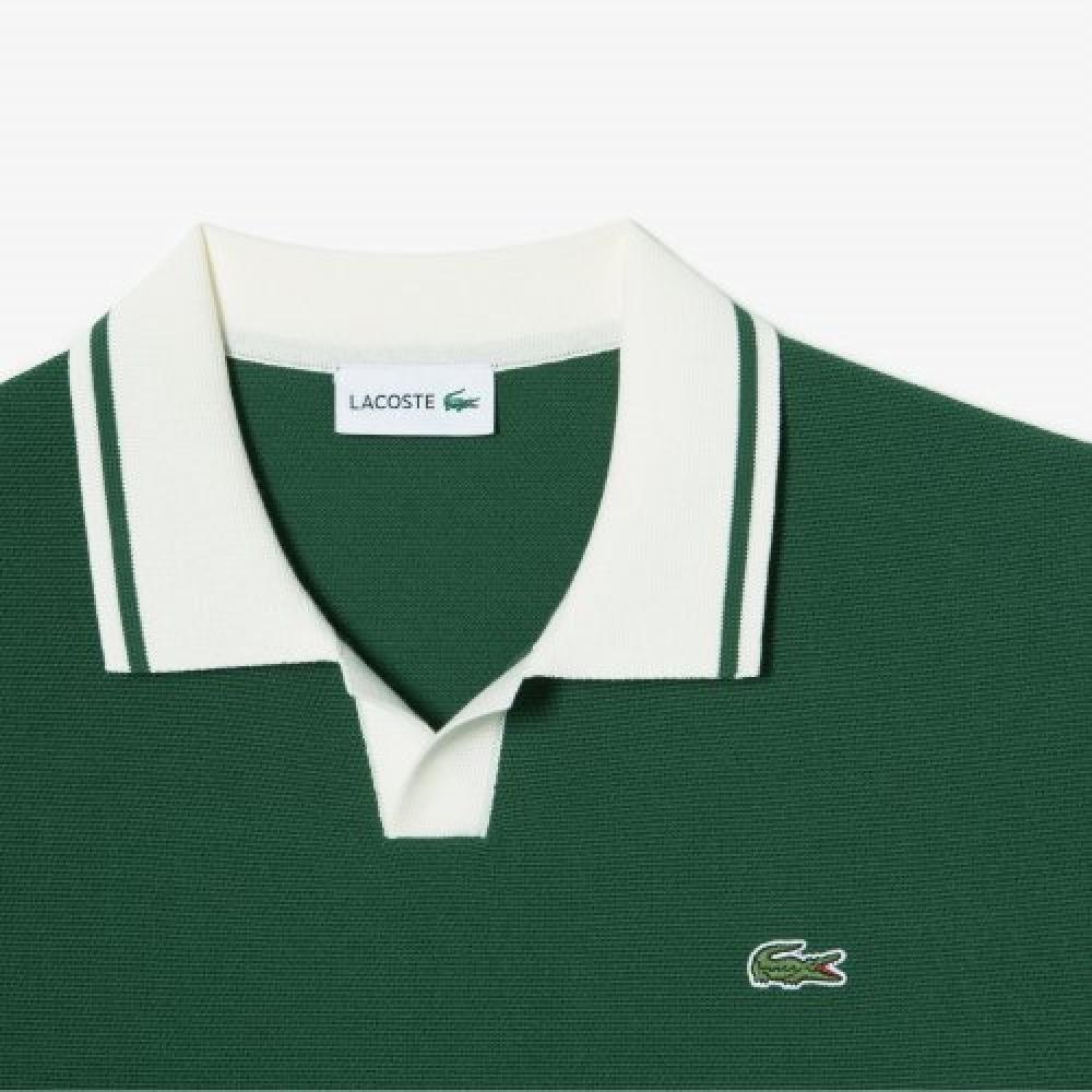 Lacoste Мужской свитер-поло с воротником соответствующего цвета [зеленый]