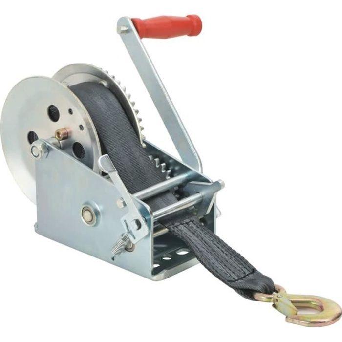 Hand Winch with Strap - VIDAXL - Capacity 1587 Kg - Silver