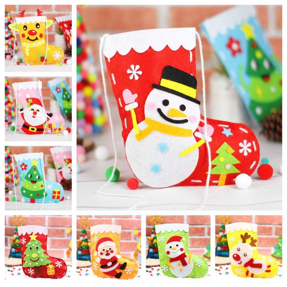 House Decoracion Hangable Christmas Sock Non-woven Fabric Xmas Non-Woven Socks Kindergarten