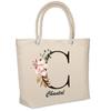 Sac De Plage - PLANETEE - Isotherme Chantal Lettre Fleur - Coton - Grande Contenance - Anses Solides