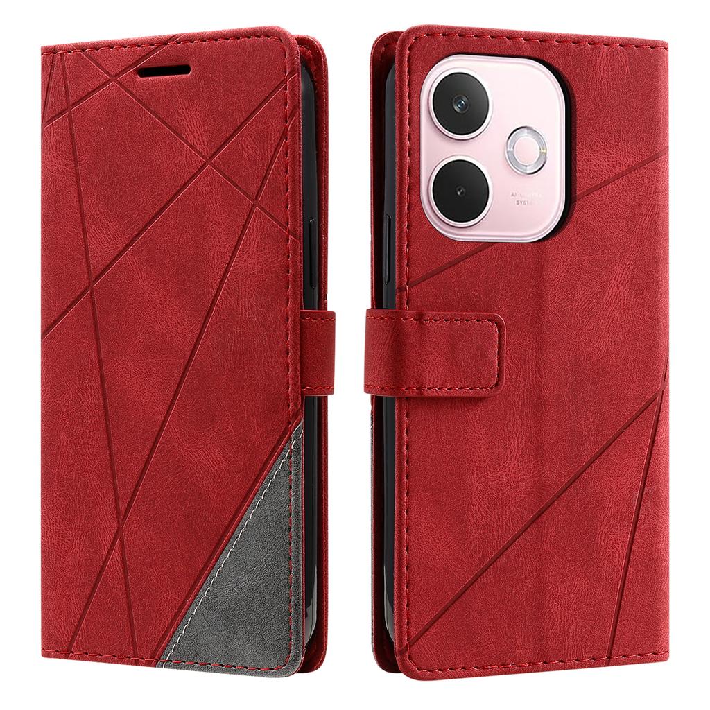 Phone Case For Oppo A5 Pro 4G (Global)/5G (Global)/A5 Energy 5G (China),Imprinted Lines PU Leather Splicing Wallet Cover with Wrist Strap