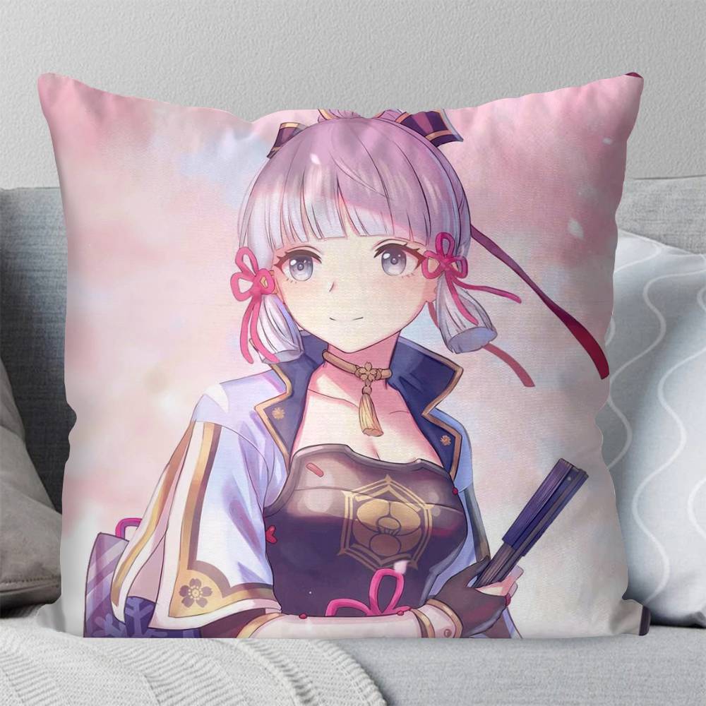 Kamisato Ayaka Anime Game Genshin Impact Pillow Case Fashion Square Pillowcase Bedroom Sofa Room Ins Decoration Leisure