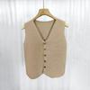 Французский темперамент V-образный вырез однобортный без рукавов повседневный трикотажный жилет для женщин