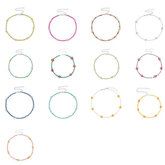 Женское ожерелье, красочные бисерные цветочные украшения, гальванические бусины, цепочка на ключицу, подарок на день рождения