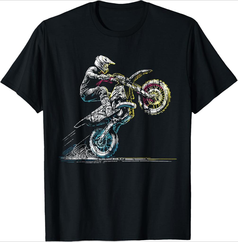 Мотоциклист Dirt Bike Ретро Мотоцикл Мотокросс Футболка 100% Хлопок Круглый Вырез Короткий Рукав Летняя Повседневная Мужская Футболка Уличная Одежда