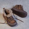 Johnature Зимние теплые плюшевые короткие ботинки из натуральной кожи в стиле ретро, универсальные женские туфли на плоской подошве из хлопка