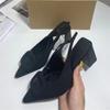 TRAF Women Black High Heels Chic Office Slingback Heeled Heels Pumps 2024 Spring Female Wedding Modern Chunky Heels Pointe Shoes