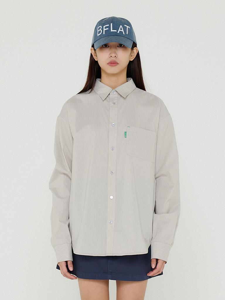 Свободная полосатая рубашка B-Flat Benetton (серый)