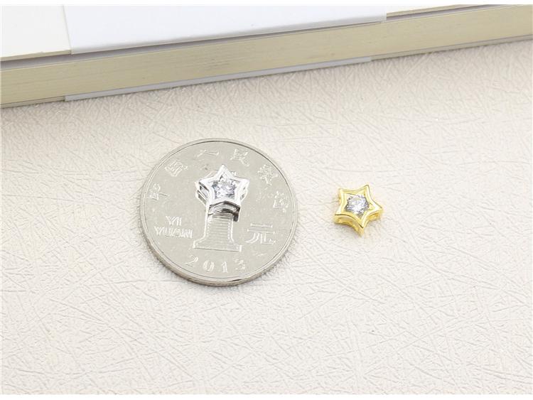 Jiudai Jewelry S925 Стерлинговое Серебро Стразы Звезда Разделительные Бусины для DIY Ручной Работы Браслетов