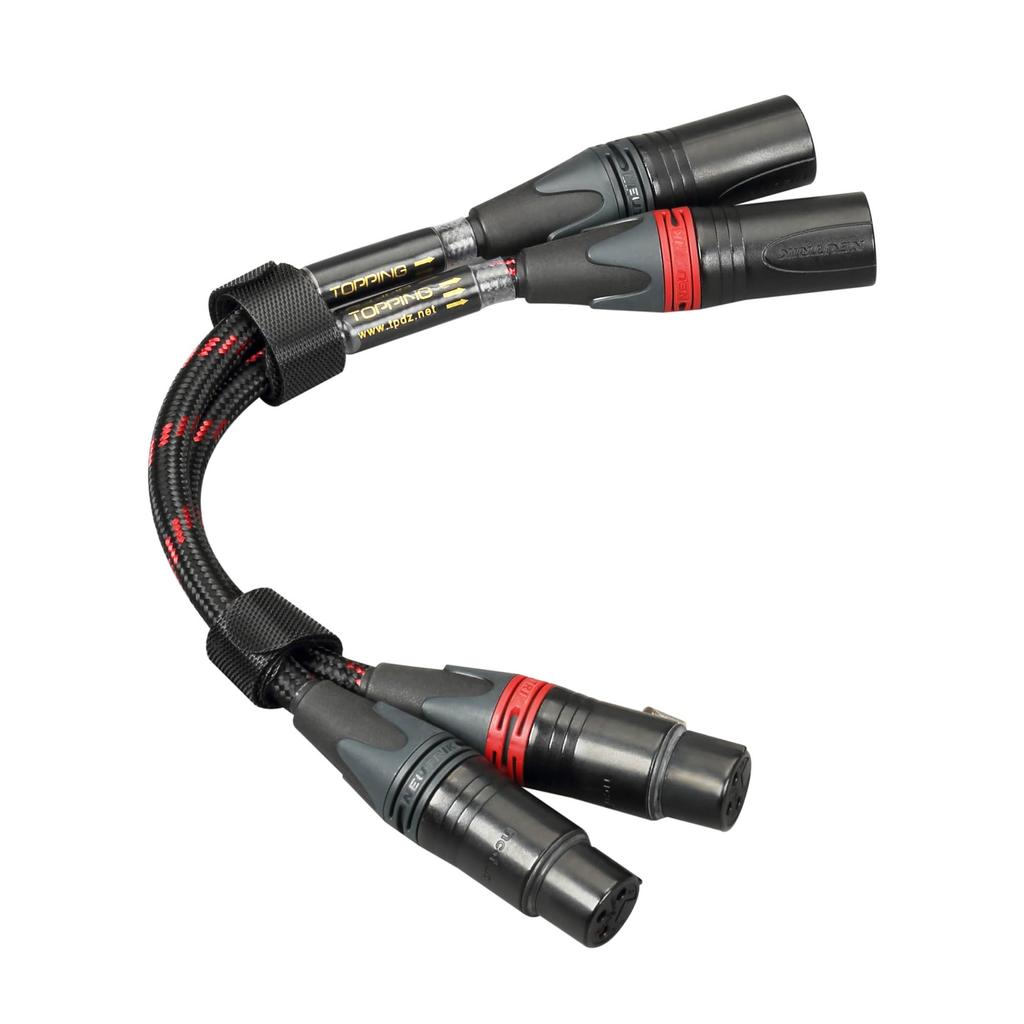 Кабель TOPPING XLR-XLR 6N OCC экранированный аудиокласса XLR, короткий, черный, пара, TCX1-25, приблизительно. Кабель длиной 25 см, с проводником высокой чистоты, двухжильная конструкция.