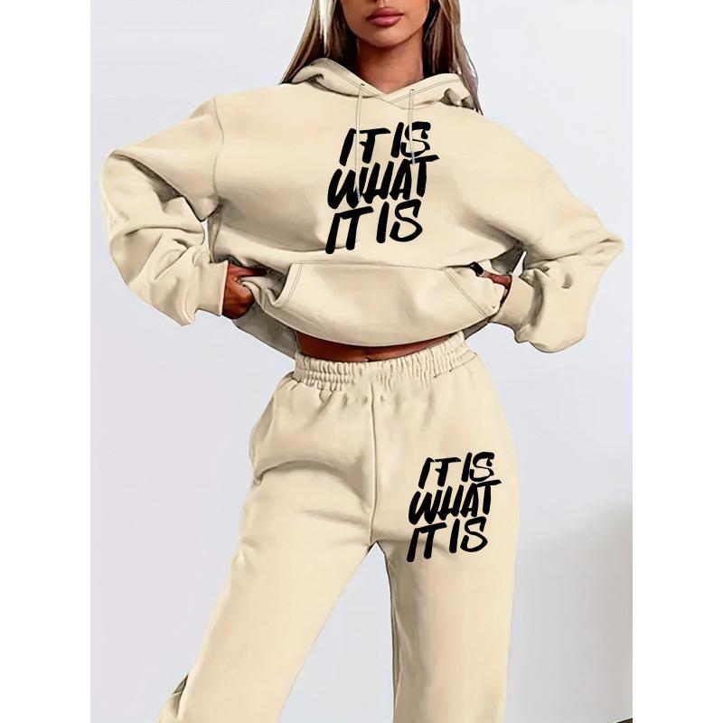 Женский повседневный минималистичный осенний комплект: худи с длинным рукавом