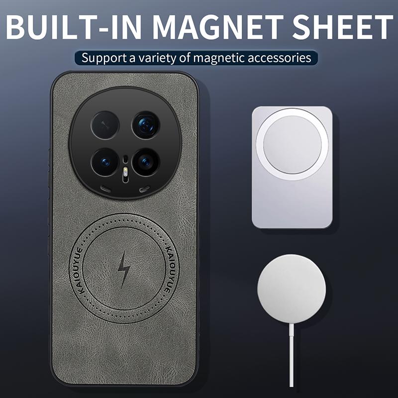 Роскошный магнитный кожаный чехол для Magsafe XIAOMI Redmi Note 15 Pro Plus Global Обычная защита Ударопрочная обложка для беспроводной зарядки