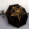 Golden Pentagram with Skull and Spider Web Design - Mystic Symbolism Art Print Umbrella, Christmas Gift Y356