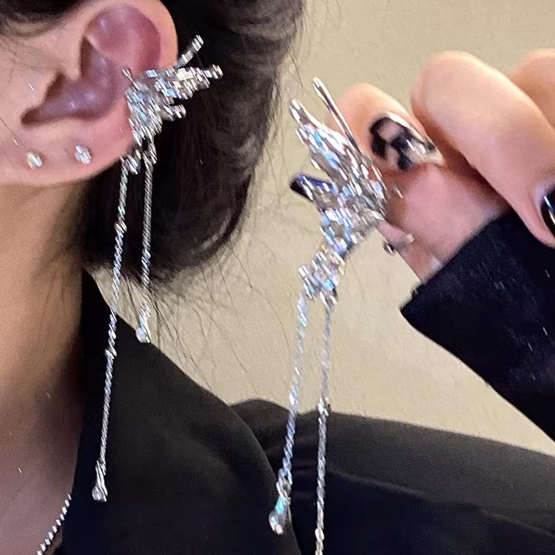 Серьги-клипсы с бахромой из искусственных кристаллов розы, супер фея, сладкий и крутой ветер, бабочка без проколов ушей, клипсы для козелка, премиальные серьги.