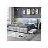 Lit double - MUVOE - 180 x 200 cm - Cadre de lit LED - 4 tiroirs - Gris moderne
