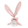 Easter Ornament Soft Pink Velvet Rabbit Ears Tree Topper with Spring Support Flexible Swinging Decoration