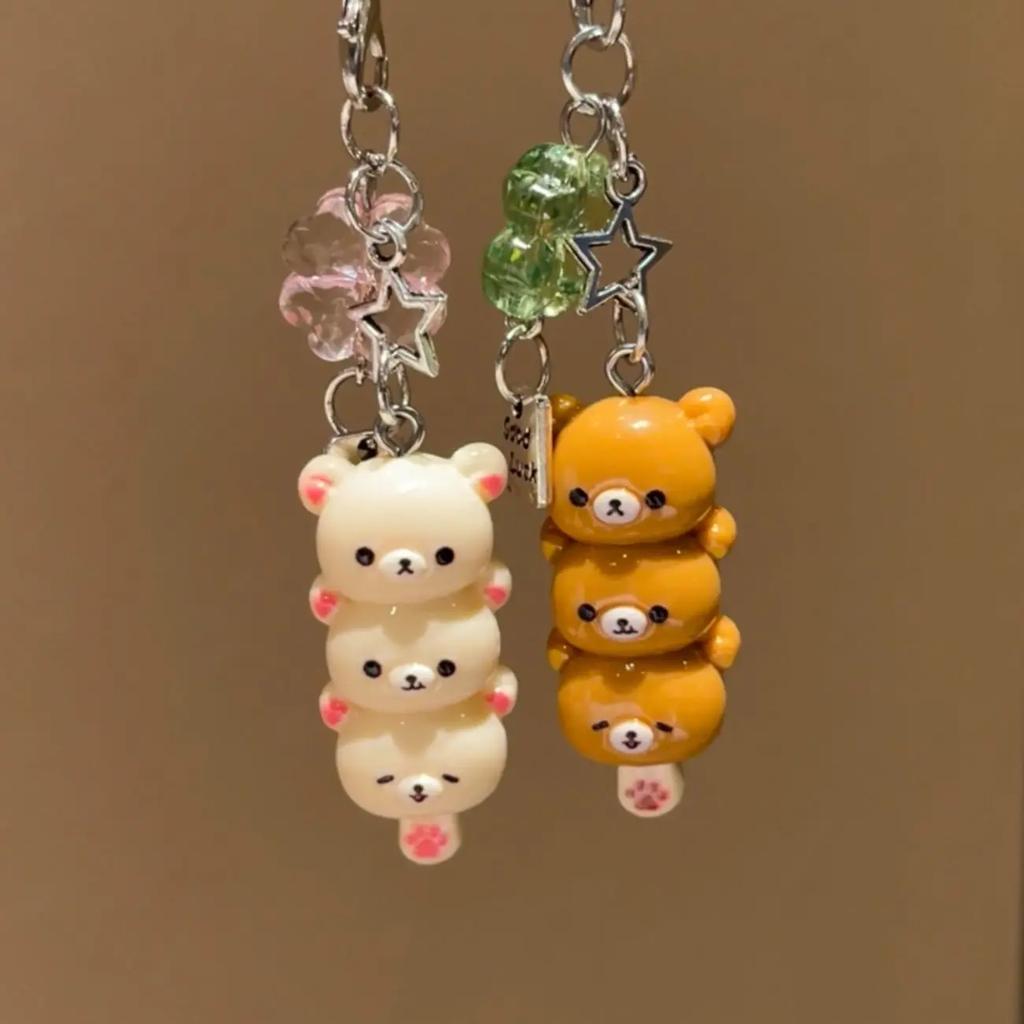 Cute Bear Phone Charms Pendant Kawaii Anime Keychain Accessories for Keys Schoolbag IPhone17 Pro Max Airpods