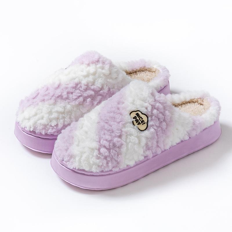 Rainbow Color Matching Cotton Shoes Autumn and Winter Leisure Indoor Home EVA Sole, Couple Thick-soled Warm Cotton Slippers