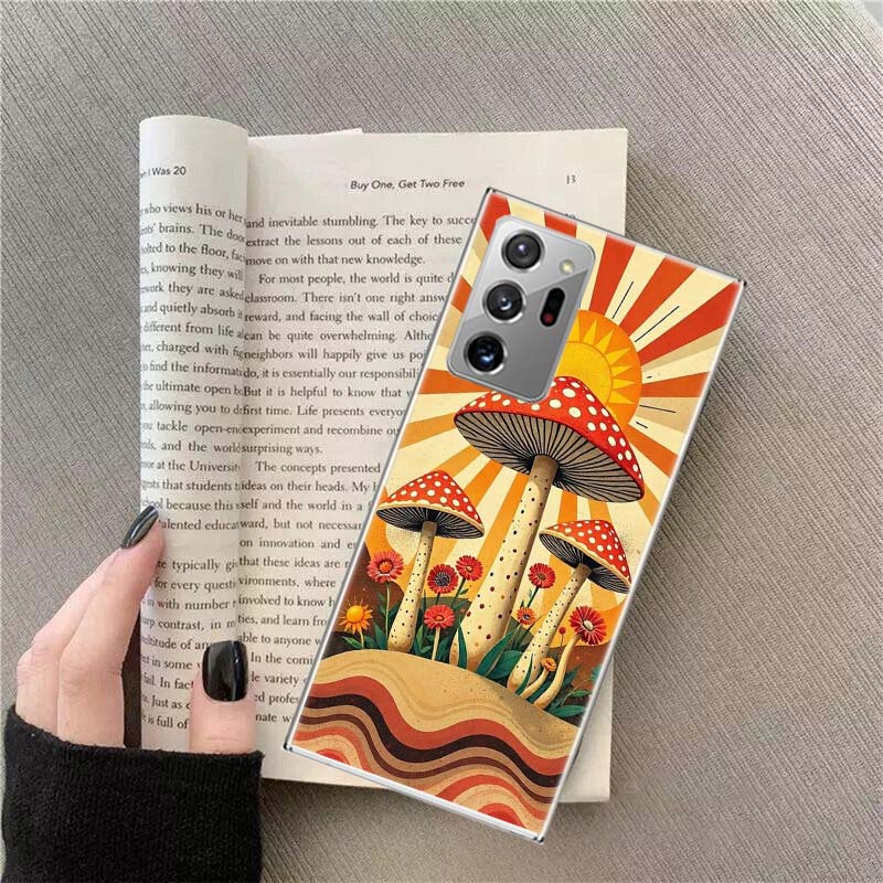 Чехол для телефона в стиле Boho Hippy с грибами и восходом солнца для Samsung A17 A37 A57 A54 A14 A24 A34 A07 A04S A02S A12 A22 A32 A52S A16 A26 A36 A56 A7