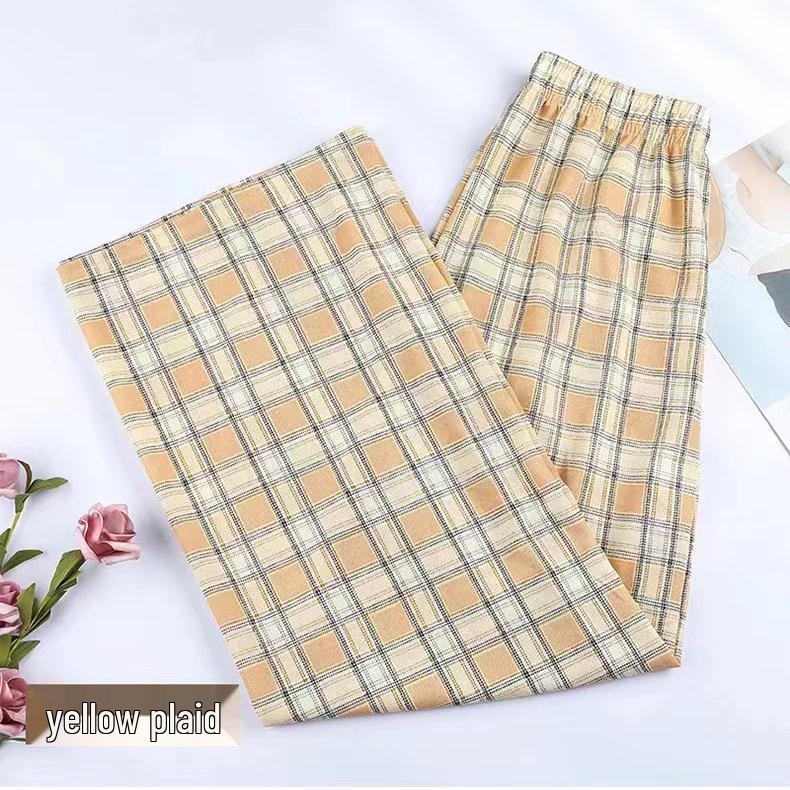 Spring/Summer 2025 Women's Checkered Loose Slimming Wide-Leg Pants - Korean Style Trend