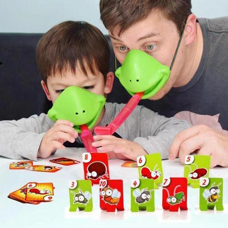 Two-person Battle Table Game Greedy Chameleon Frog Mask Tongue Out Mask Chess Board Funny Desktop Parent-child Interactive Game Party Toy