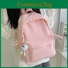 Solid Simple Color Lace Bow Design Student Backpack For School And Daily Use