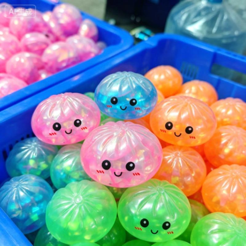 Colorful Ribbon Buns - A Fun and Colorful Shiny Style Baking Toy for Stress Relief and Venting. Transparent Coloration.