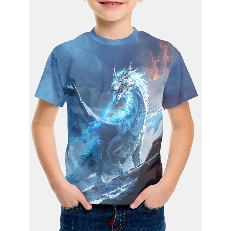 Summer New High-end Chinese Fashion Dragon 3D Printed T Shirt Cool Boys Short-sleeved Casual Tshirt Men's Outdoor Street Wear