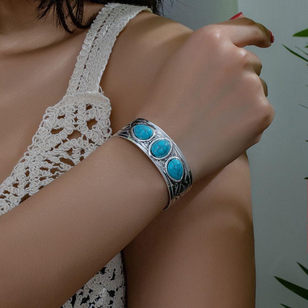 Adjustable Turquoise Bracelet Ethnic Style Bohemian Bangles Fashion Bohemian Bangle Women