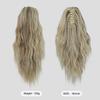18 Inch Women's Lilac Highlight Natural Wave Drawstring Adjustable Size Black Synthetic Hair Beige Clip Portable Easy Ponytail