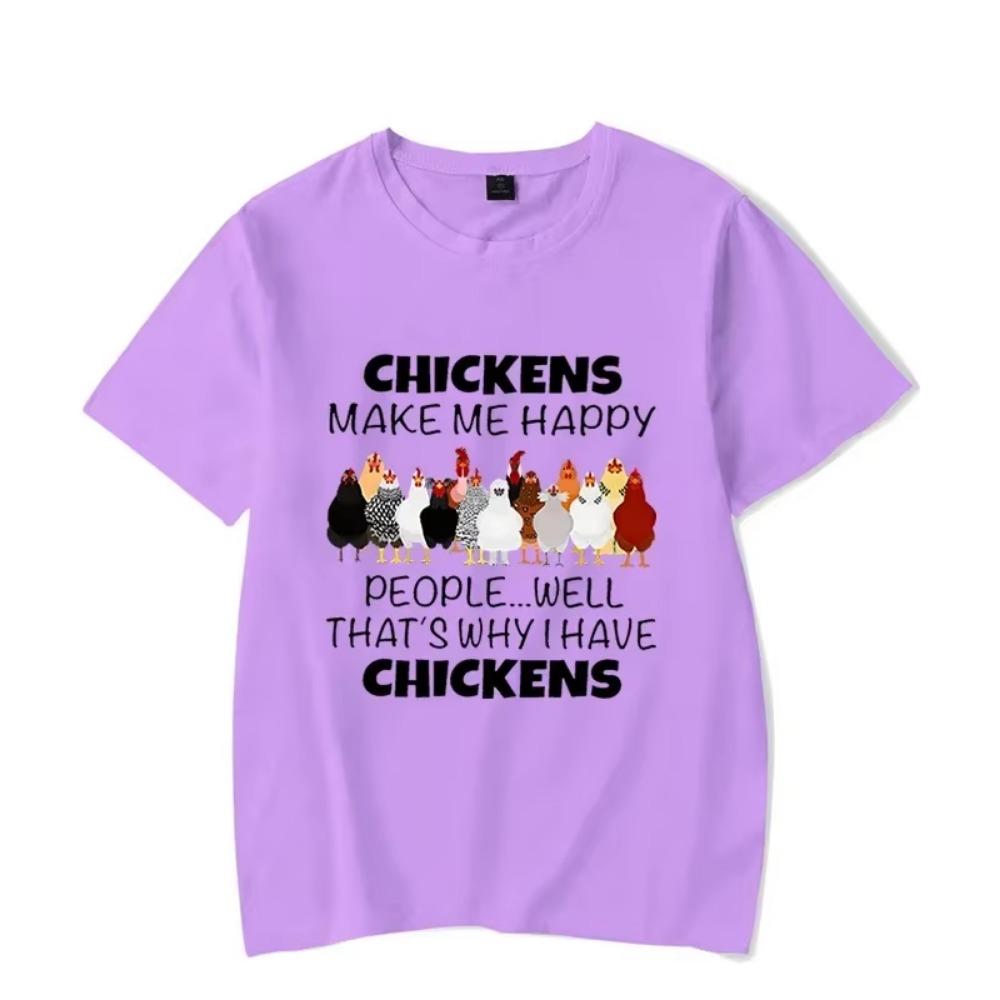 Men's T-shirt Chickens Make Me Happy People Well That's Why I Have Chickens Cartoon T Shirt Graphic Oversized Men Women Tshirt