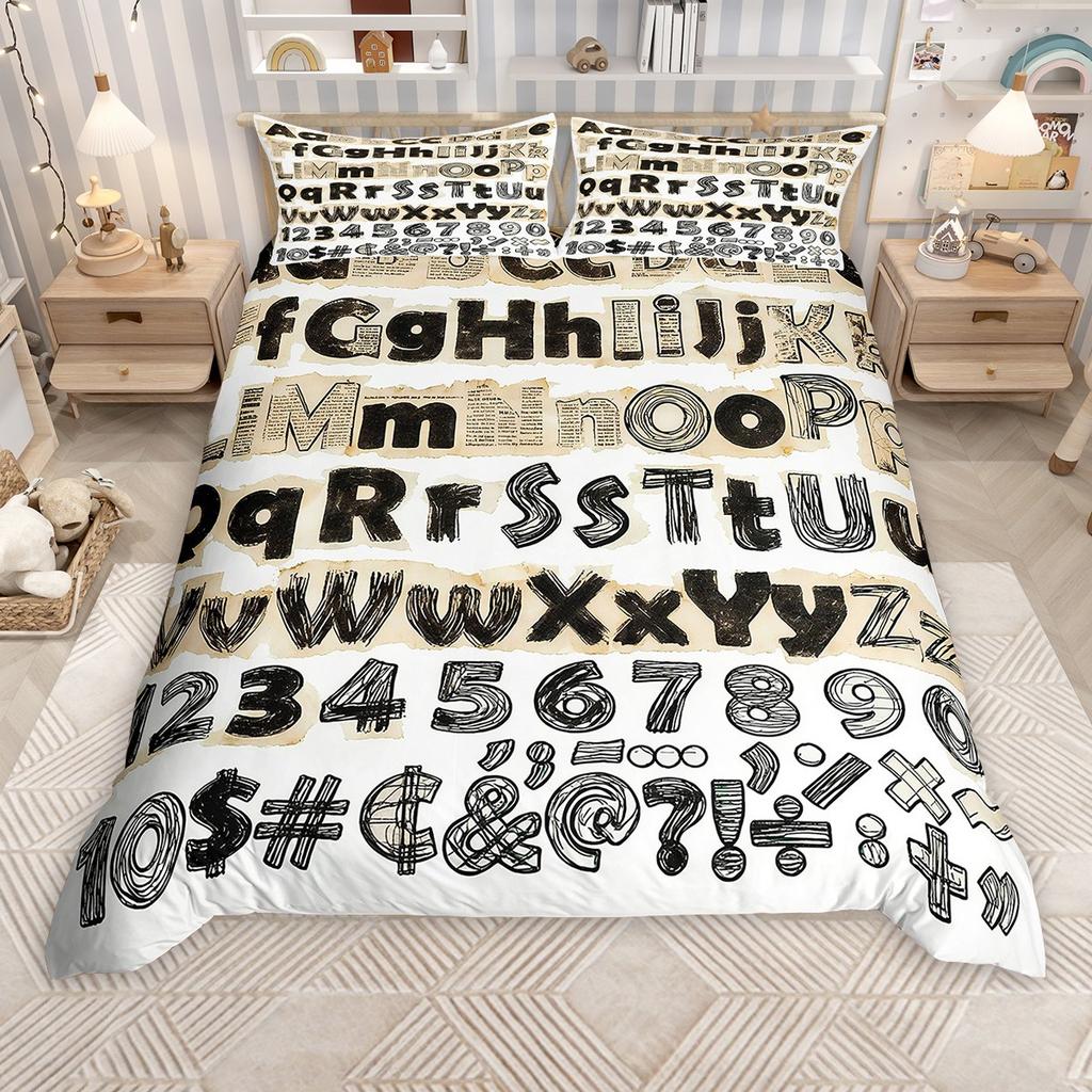 Комплект пододеяльника с мультяшным алфавитом Homewish для детей, красочный цифровой комплект чехла для одеяла, постельный комплект на школьную тематику