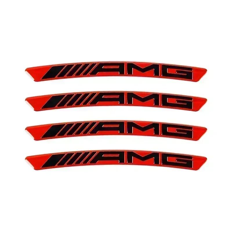 CQZ1 4pcs AMG Emblem Car Wheel Sticker Rims Cover Decal Accessories For Mercedes Benz Brabus Smart Maybach W204 GLC CLA W205 W203