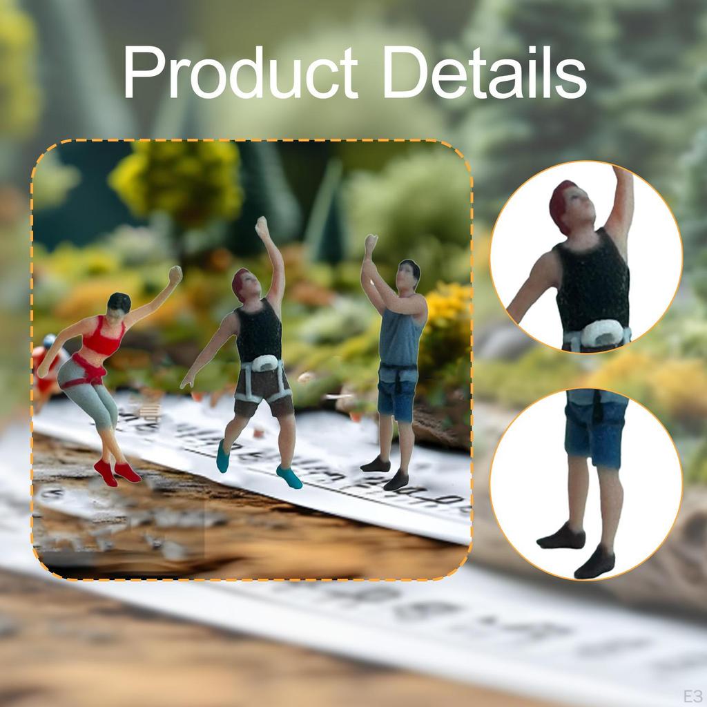 3 Climbing Figures, Climbers, Resin, Small Human Model for Dioramas, Fairy Garden,