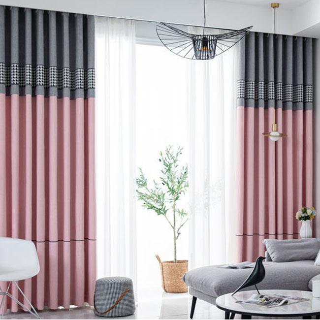 Шторы «гусиные лапки» для спальни, затемняющие гостиную, двойные открытые домашние эркеры, сплошной цвет, карниз для штор