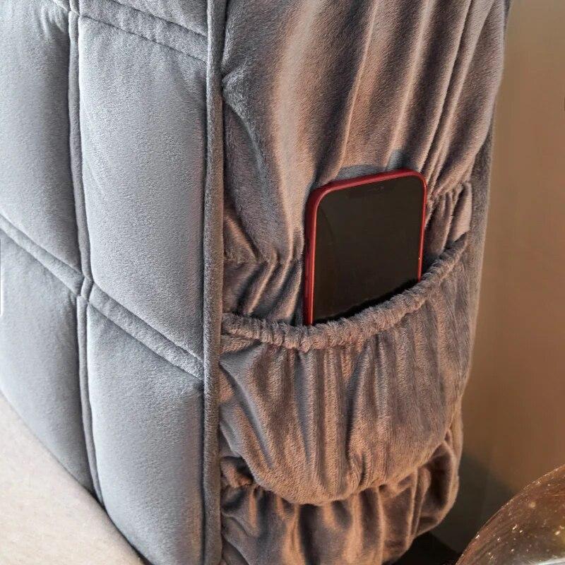 Роскошный супермягкий плюшевый стеганый чехол на голову кровати, универсальный бархатный защитный чехол на спинку кровати, утолщенный стеганый чехол на изголовье кровати