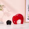 Home Decor Happy Charm Elephant Mother & Child | Piano Finish Ceramic Figures (Set of 2 Pieces, Red and Black)