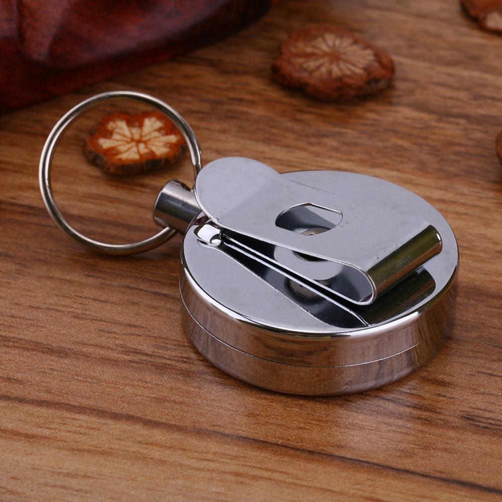2 Pcs Metal Retractable Pull Chain 65cm Pull Chain Reel Retractable Badge Holder Education Sector