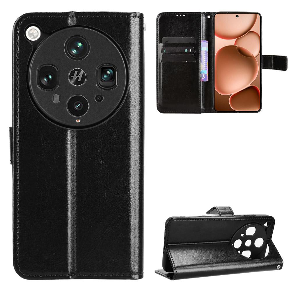 For Oppo Find X8 Ultra 5G PU Leather Case with Strap Crazy Horse Texture Phone Wallet Cover