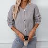 Women's Fashion Casual Round Neck Button Knitted Cardigan Retro Long Sleeve Sweater Coat