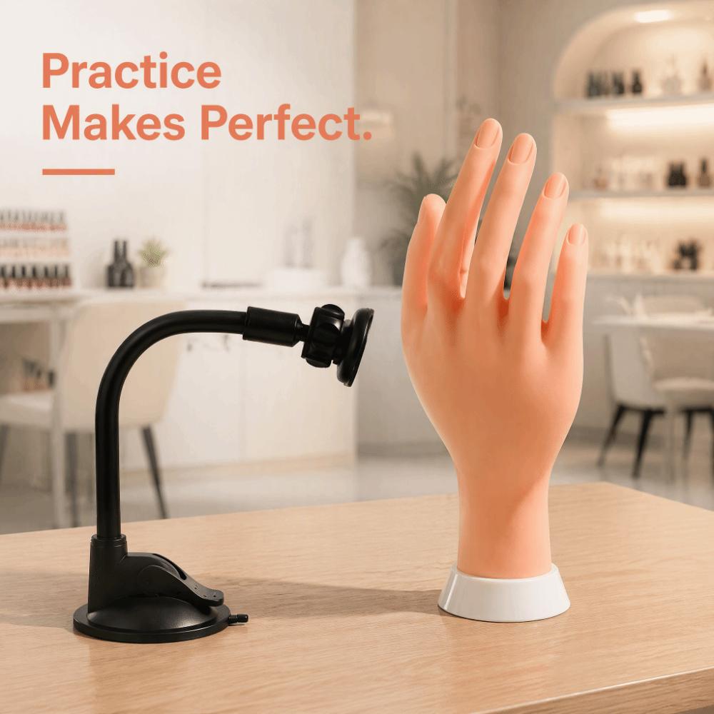 1 Set Magnetic Nail Art Practice Hand Bendable Nail Art Model Hand with Stand Nail Training