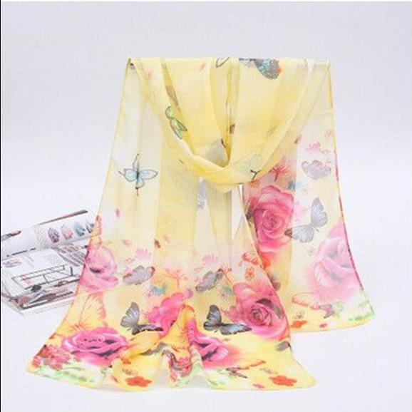 Chiffon Scarf for Women In Summer Ethnic Style New Style Gauze Scarf Korean Version for Women Versatile Sun Protection Shawl