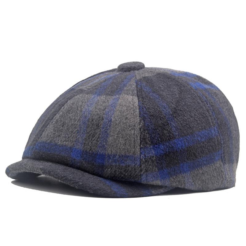 Клетчатая восьмиугольная шляпа, берет, осень-зима, мужская теплая шляпа вперед, шерстяная клетчатая шляпа газетчика, британская женская шляпа маляра