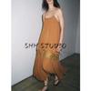 Summer New Product Women's Clothes Asymmetric Hem Straight-leg Neckline Wrinkles Embroider Sleeveless Dress 5107269