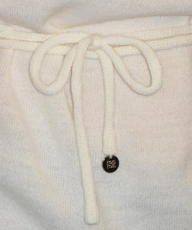 RONRON Drawstring Knot V Half Sleeve Knit Ivory