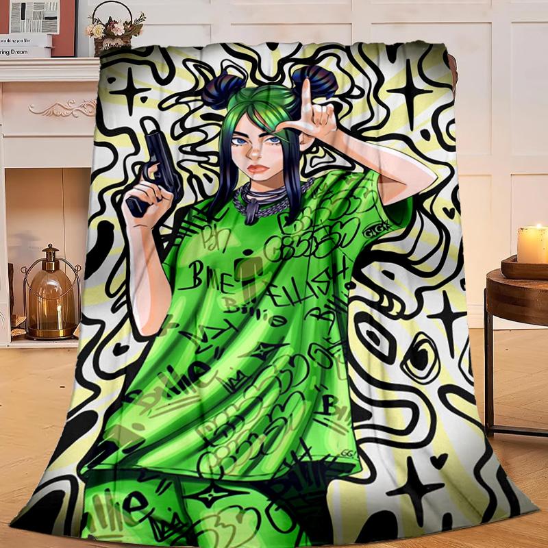 1PC Bi-llie green Artwork Flannel Blanket Gift, Suitable for Both Men And Women, Soft Ideal for Beds And Sofa, Birthday Or Christmas Gift