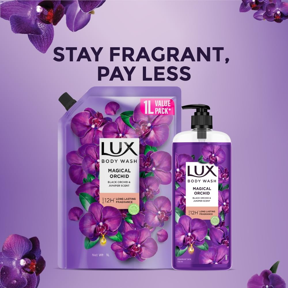 Lux Black Orchid & Juniper Oil Гель для душа Сменный блок 1 литр Мягкая сияющая кожа Без парабенов