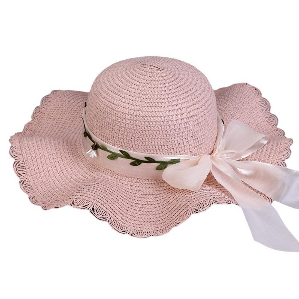 Colorful Weave Hat Wide Brim Women's Sun Hat Fashion Bow Straw Hat Travel
