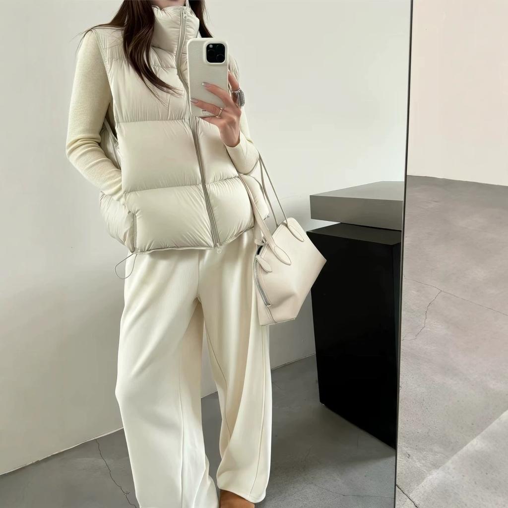 Ribs women's new light and slim short thickened and thin sports jacket vest trendy vest